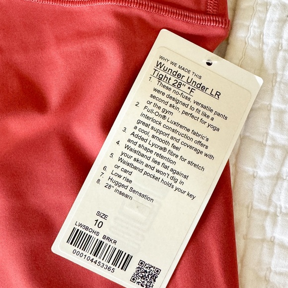 LuluLemon Wunder Under Low Rise 28” Tight Full on Luxtreme - Brick Rose Size 10 - Picture 5 of 6